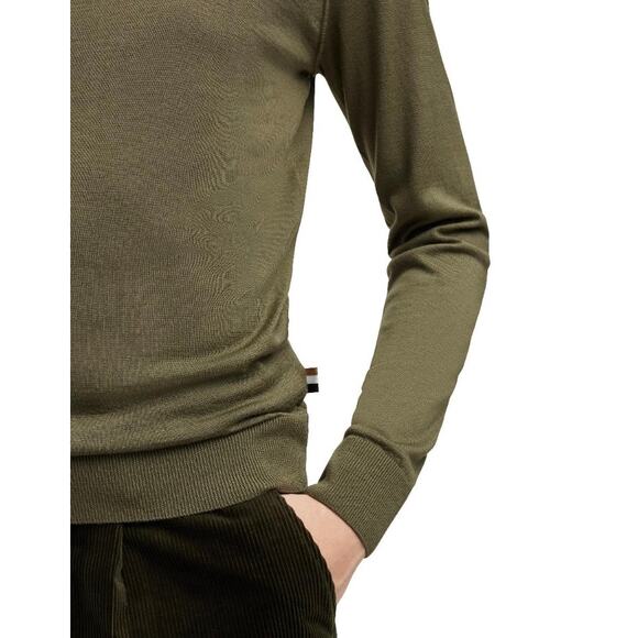 NWT BOSS Ribbed Mock-Neck Sweater – Green – Men’s XXL – 100% Virgin Wool - Picture 6 of 8